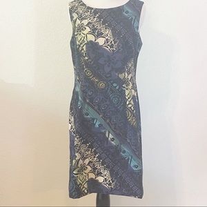 Connected Apparel Dress 8 Blue Print Sleeveless
